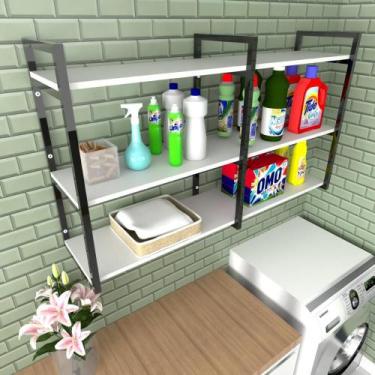Imagem de Prateleira industrial lavanderia branco area de serviço nicho moderno 