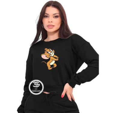 Imagem de Moletom Feminino Personalizado Desenho Tom e Jerry Modelo Gola Careca 