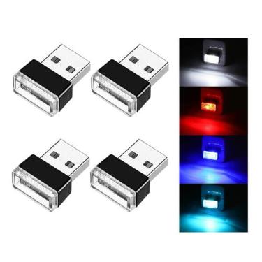 Imagem de Lâmpada de Atmosfera Interna para Carro Ziciner - LED USB - 4 Peças