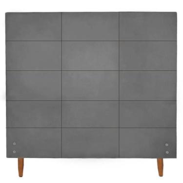 Imagem de Cabeceira Raissa 1,58 Cm Para Cama Box Suede Cinza Grafite - Maitê Mod