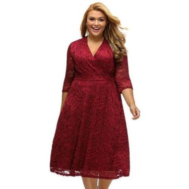 Imagem de Vestido  Renda Plus Size Madrinha Festa Moda Batizado - ShoopWeb, G
