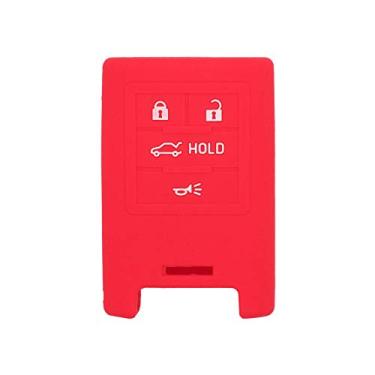 Imagem de SEGADEN Capa protetora de silicone com capa protetora compatível com CADILLAC CHEVROLET 4 botões Smart Remote Key Fob CV4773 Vermelho