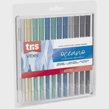 Imagem de Caneta Sketch Brush Duas Pontas Vibes Oceano - Tris