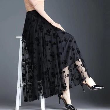 Imagem de Saia Midi Floral de Tule - Estilo Coreano Casual e Elegante para o Ver