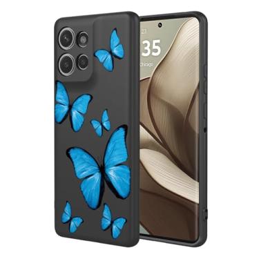 Imagem de KOARWVC Capa de telefone para Moto Edge 50, capa para Motorola Edge 50, design de padrão de borboleta, fina, protetora, macia, amortecedora, capa de telefone para Motorola Edge 50, borboleta preta