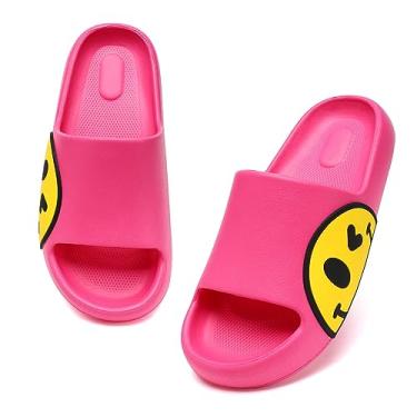 Imagem de Sandálias para meninas e meninos, chinelos masculinos para mulheres, antiderrapante em EVA para uso interno e externo, chinelos infantis com rosto sorridente, bico aberto, spa, piscina, academia,