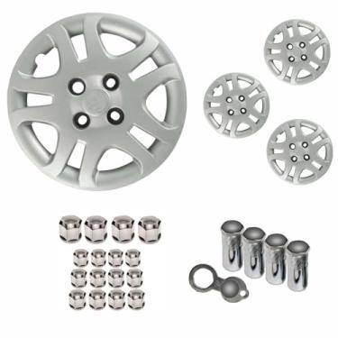 Imagem de Jogo Calota Aro 14 Fiesta Hatch Sedan 2011 à 2013 + Selo Resinado + Tampa Ventil + Capa Parafuso