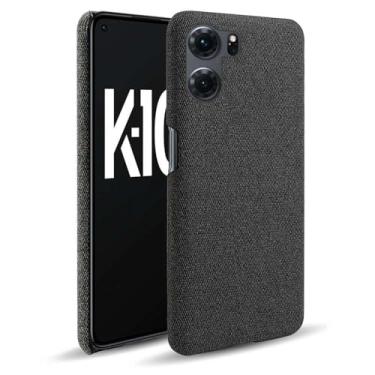 Imagem de Capa para OPPO K10 5G,Capa desenhada em lona,Case Protetora Ultrafina com Empunhadura Macia,Design em Tecido Antichoque e Antiarranhões-Black