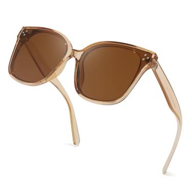 Imagem de FEISEDY Óculos de sol polarizados grandes - proteção UV400, óculos de sol quadrados modernos para uso externo e diário B2600, Cristal de champanhe, 63MM