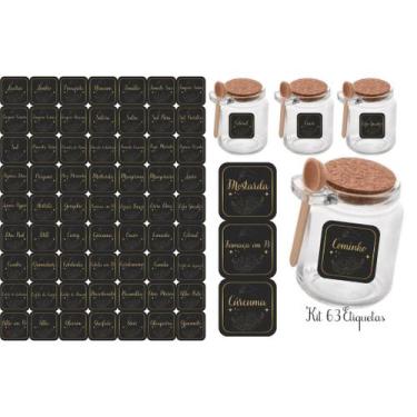 Imagem de Kit 63 Adesivos tag rotulo etiqueta 3x3 cm à Prova d'Água Água para Po