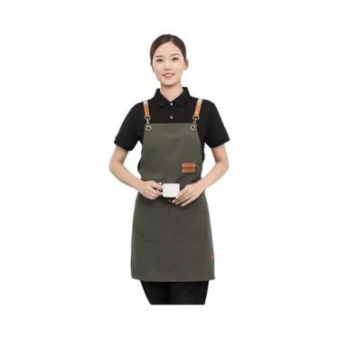Imagem de Avental de Cozinha Feminino à Prova d'Água com Bolsos - Mandil Profiss