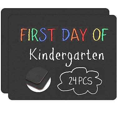 Imagem de Pacote com 24 quadros negros sem moldura para escola e casamento, placa apagável a seco para primeiro dia, quadro de mensagens de giz de madeira para casa, festas de aniversário, material estudantil