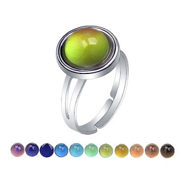 Imagem de AINILOVE Anéis com mudança de cor com sensor de temperatura, anéis fofos de tartaruga/golfinho/baleia/pinguim para meninas, presente de joias de festa de aniversário, Cobre, Pedra de humor