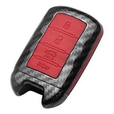 Imagem de Tangsen Smart Key Fob Capa para KIA Cadenza K900 4 botões sem chave capa protetora personalizada plástico padrão de fibra de carbono silicone vermelho