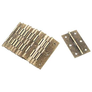 Imagem de XMHF 12 peças de ferro em tom de bronze antigo com dobradiças dobráveis de latão, 5 cm x 3,8 cm, armário, ferragens para móveis com parafusos de montagem