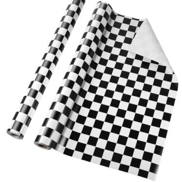 Imagem de Tenceur Papel de quadro de avisos 61 cm x 30 m rolo de papel resistente ao desbotamento para decoração de sala de aula (tabuleiro de damas)