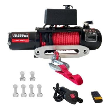 Imagem de Guincho de veículo elétrico de 4,5 kg - guincho elétrico de 12 V com controle remoto sem fio, corda sintética de 2,5 m e design à prova d'água IP67 - Guincho off-road resistente para Wrangler, UTV