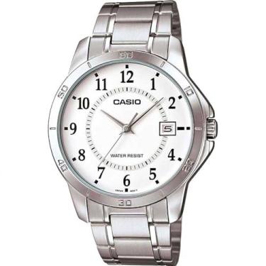 Imagem de Casio MTP-V004D-7B Relógio de aço inoxidável com mostrador branco, Prata, Casual