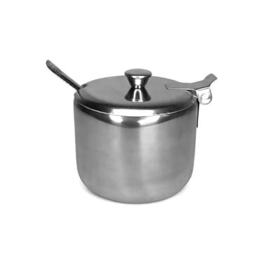 Imagem de Açucareiro De Mesa Em Inox Pequeno Com Colher E Tampa 200mL