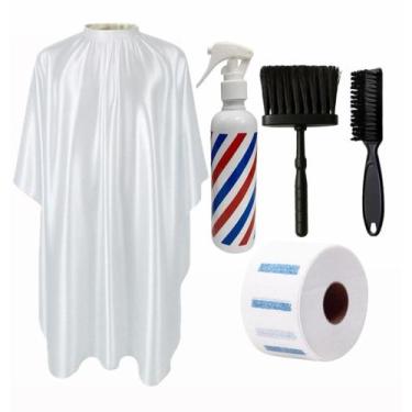 Imagem de Kit Barbeiro Completo Capa Espanador Borrifador Escova Golas - Barbers