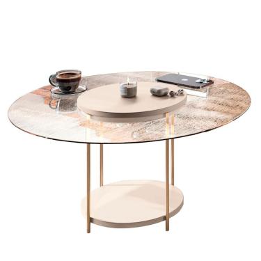 Imagem de Mesa De Centro Redonda Tampo De Vidro Mindy H01 Off White - Mpozenato