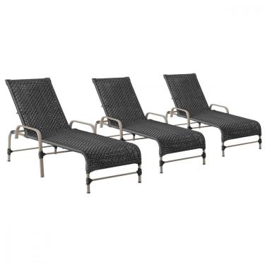 Imagem de 3 Espreguiçadeiras Reclinavel Catar Fendi Corda Nautica Preto