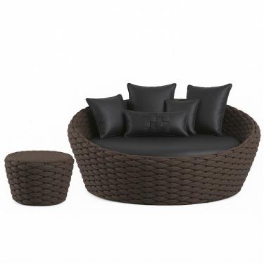 Imagem de Puff E Chaise Monique Tricô Náutico Jardim Piscina área Marrom