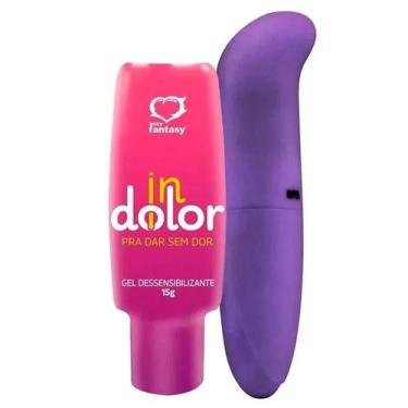 Imagem de Kit Gel Anal InDolor e Vibrador Feminino Ponto G com Toque Aveludado -