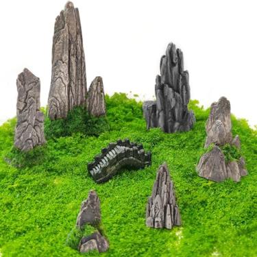Imagem de Pedras de diorama, mini decoração de jardim ornamental, estatuetas de jardim em miniatura, para suprimentos de diorama, micro trem, paisagem, bonsai, ornamento, mesa de areia, modelos em miniatura