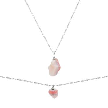 Imagem de Tornozeleira + colar pingente pedra natural Opala Rosa