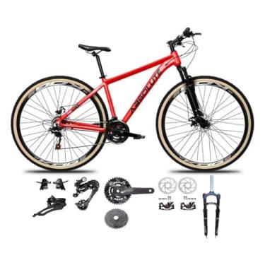 Imagem de Bicicleta Aro 29 Absolute Nero 5 Aluminio Kit 2x9 Gta Sunrun Freio Disco K7 11/36 Pedivela 24/38d Garfo com Trava Pneu Faixa Bege (Vermelho, 19)