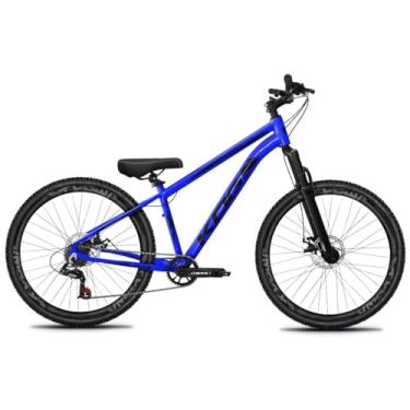 Imagem de Bicicleta Aro 26 Rebaixada Freeride para Grau, Quadro em Alumínio, Relação 1x7, Aros Vmaxx Coloridos, Pedivela 34D, Suspensão 80mm,Azul Cobalto Preto