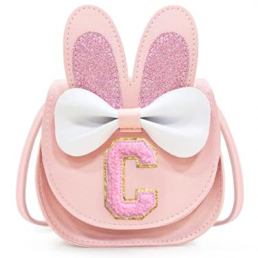 Imagem de Idefair Bolsa infantil para meninas, presente de aniversário para crianças de 3, 4, 5, 6, 7, 8, 9 e 10 anos, bolsa de ombro para crianças, rosa, Letter C, Bonito