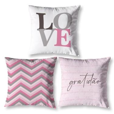 Imagem de Kit 3 Almofadas Cheias 40cm x 40cm Decorativas Estampadas Digital Colo