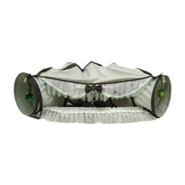 Imagem de WeiLaiKeQi Cama de túnel para gatos, brinquedo interativo para playground, treinamento de gatinhos com tapete removível, esconderijo para pequenos animais de, Verde