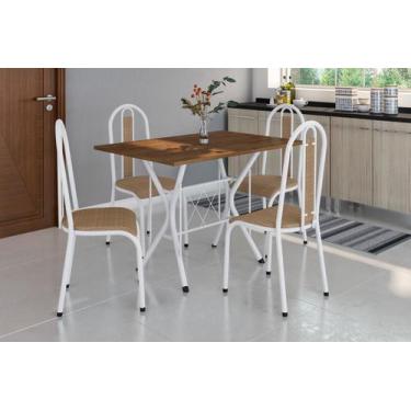 Imagem de Conjunto Sala de Jantar Bruna Reforçada + 4 Cadeira Estofada - Straso,