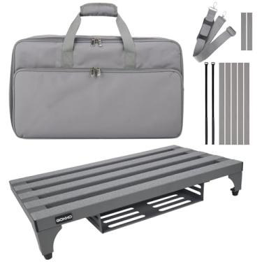 Imagem de GOKKO Pedaleira Para Guitarra Supper Light, 3,3 Lb, 22" X 12,6", Em Liga De Alumínio, Com Suporte Fonte Alimentação (Cinza)