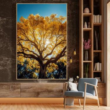 Imagem de Quadro decorativo Ipê amarelo vertical - MeMoldura, Amadeirado Claro, 