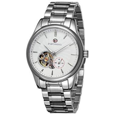 Imagem de FORSINING Relógio masculino de luxo analógico de aço inoxidável com movimento automático, Moderno
