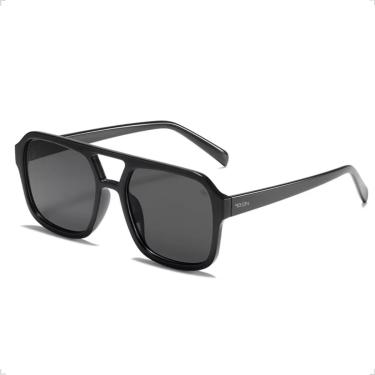Imagem de ÓCULOS DE SOL SOLON GLASSES GRANDE PRETO COM PROTEÇÃO UV400 + CASE RIGIDA + FLANELA + LIMPA LENTES