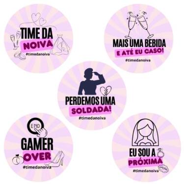 Imagem de Kit 50 Etiquetas despedida de solteiro despedida de solteira noivos 4cm (NOIVA)