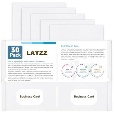 Imagem de Pastas com bolsos, LAYZZ pacote com 30 pastas de papel com 2 bolsos, pastas para papel tamanho carta para escola, escritório e casa (branco)