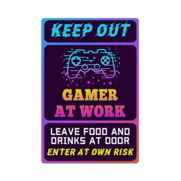 Imagem de CUUCTGDA Keep Out Gamer at Work,Placa de jogador engraçada para decoração de porta de parede de sala de jogos 20 x 30 cm, presente para menino adolescente, namorado