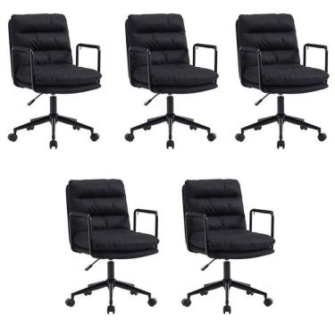Imagem de Kit com 5 Cadeiras para Escritório Arizona Courino Aveludado Preto