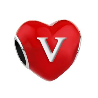 Imagem de JMQJewelry Berloques femininos com pingente de letra V e letras religiosas para pulseiras compatíveis com pulseiras Pandora