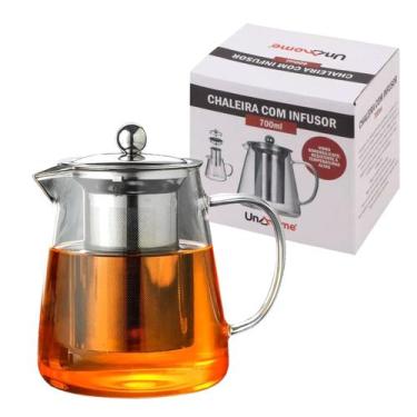 Imagem de Chaleira De Vidro Infusor De Chá Inox 700ml Bule Requinte - Uny Home