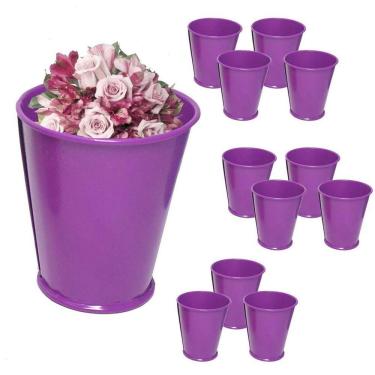 Imagem de Balde Cachepot De Ferro Para Mesa Festa Evento 15 Anos Pequeno Roxo Com 24 Unidades (balde-p-b)