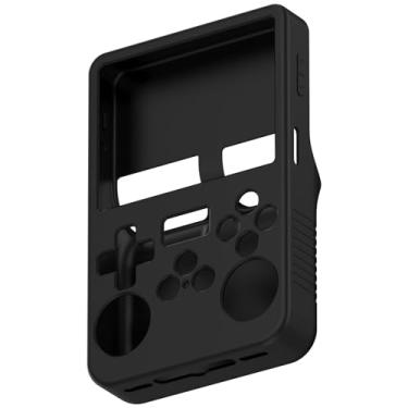 Imagem de Disscool Capa compatível com console de jogos portátil R36S capa protetora de silicone macio antiqueda para homens e mulheres (preto)