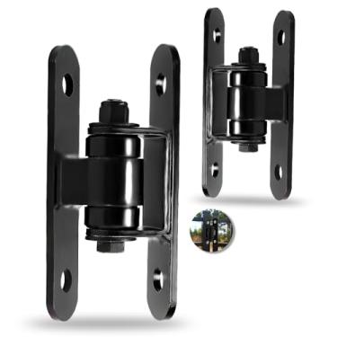 Imagem de Pacote com 2 dobradiças resistentes para portão externo com rolamentos selados, design de parafuso para grandes portões pesados de garagem, pivô de garfo ajustável para ajuste perfeito, suporta até