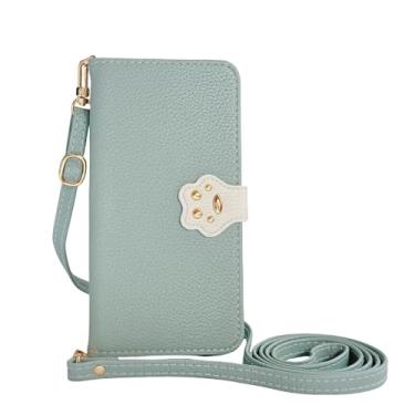 Imagem de Lejanuxy Capa carteira fofa de pata de gato compatível com iPhone 16 Pro, capa flip de couro PU com compartimentos para cartões, azul claro